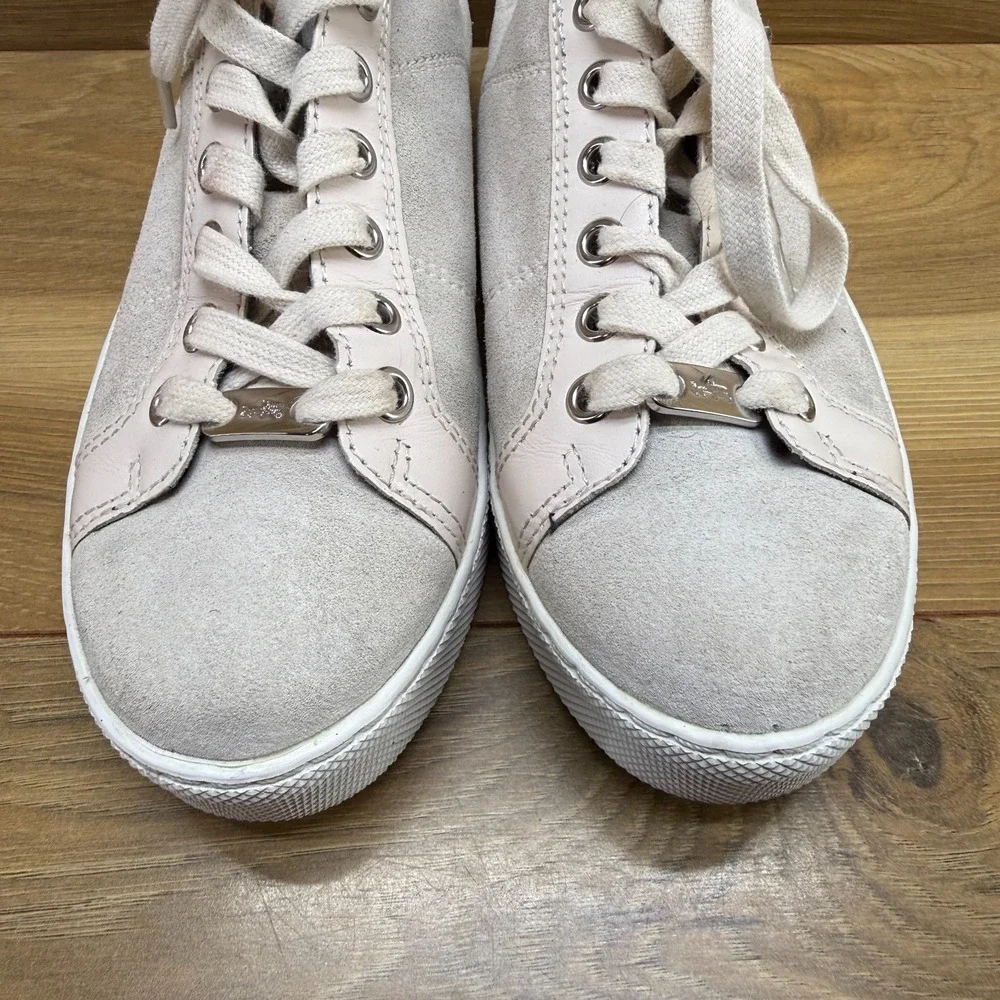 Coach Paddy Sneakers Chunky Low Top Womens 6 Cream Suede Navy Leather Casual